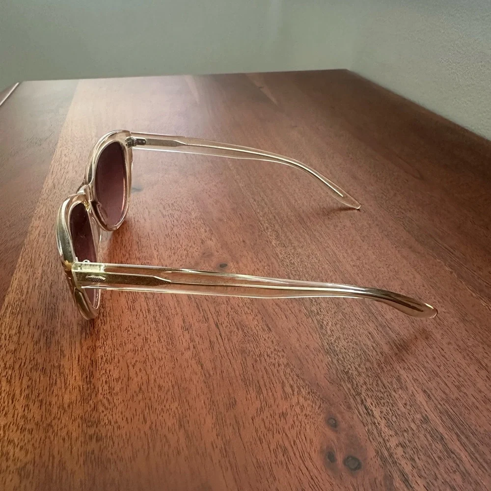 Barton Perreira Clear Frame Sunglasses with Pink Gradient Lenses